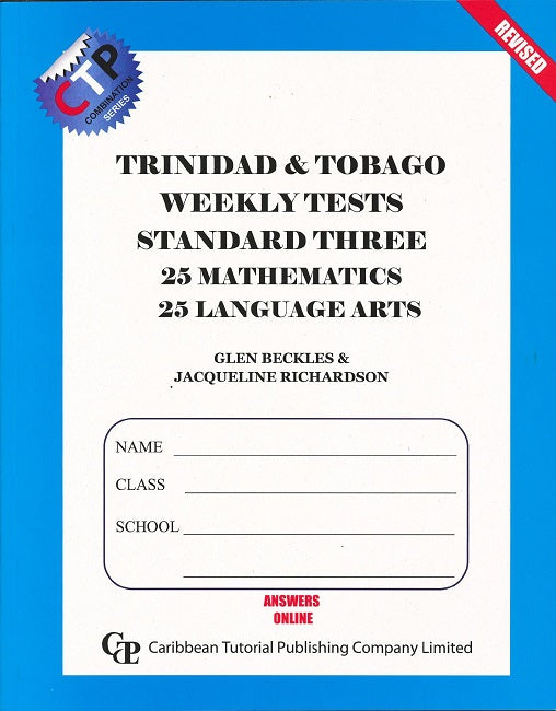 Trinidad and Tobago Weekly Tests Standard 3 by Glen Beckles and Jacqueline Richardson